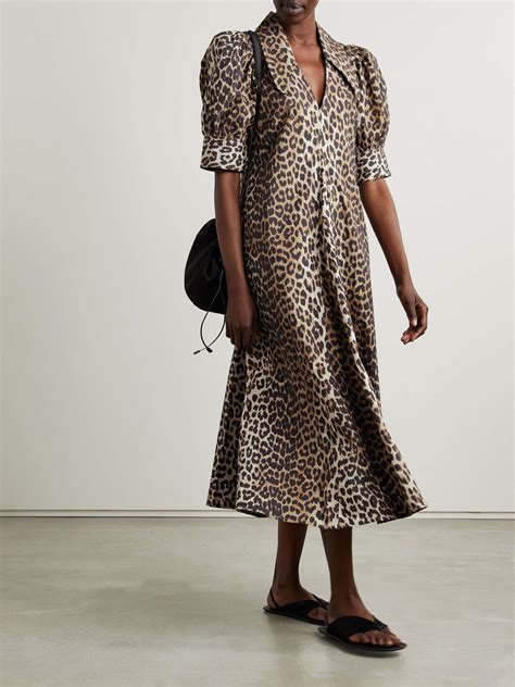 ganni net sustain leopard print dress.